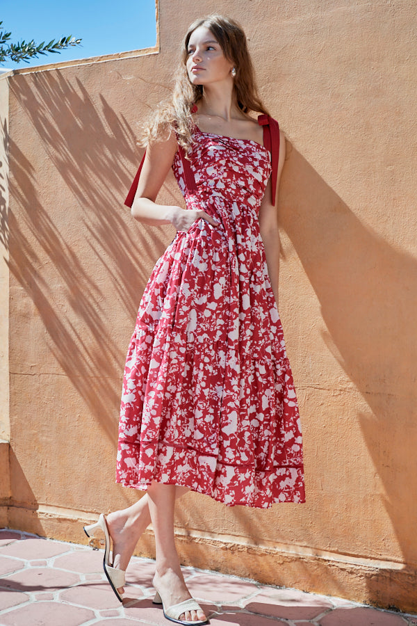 Sandra Floral-print long dress -RED x off.pt- – Estella.K