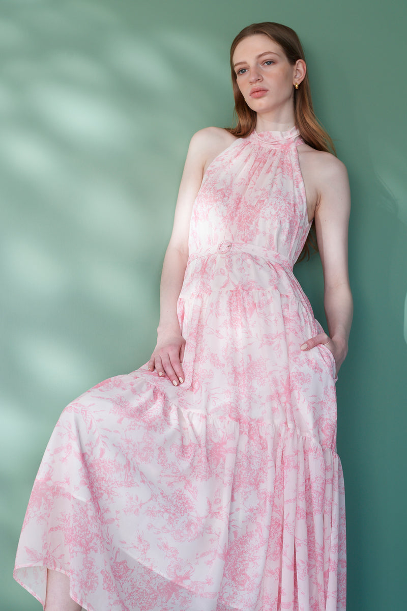 Positano Belted long Dress 2 -PNK- – Estella.K