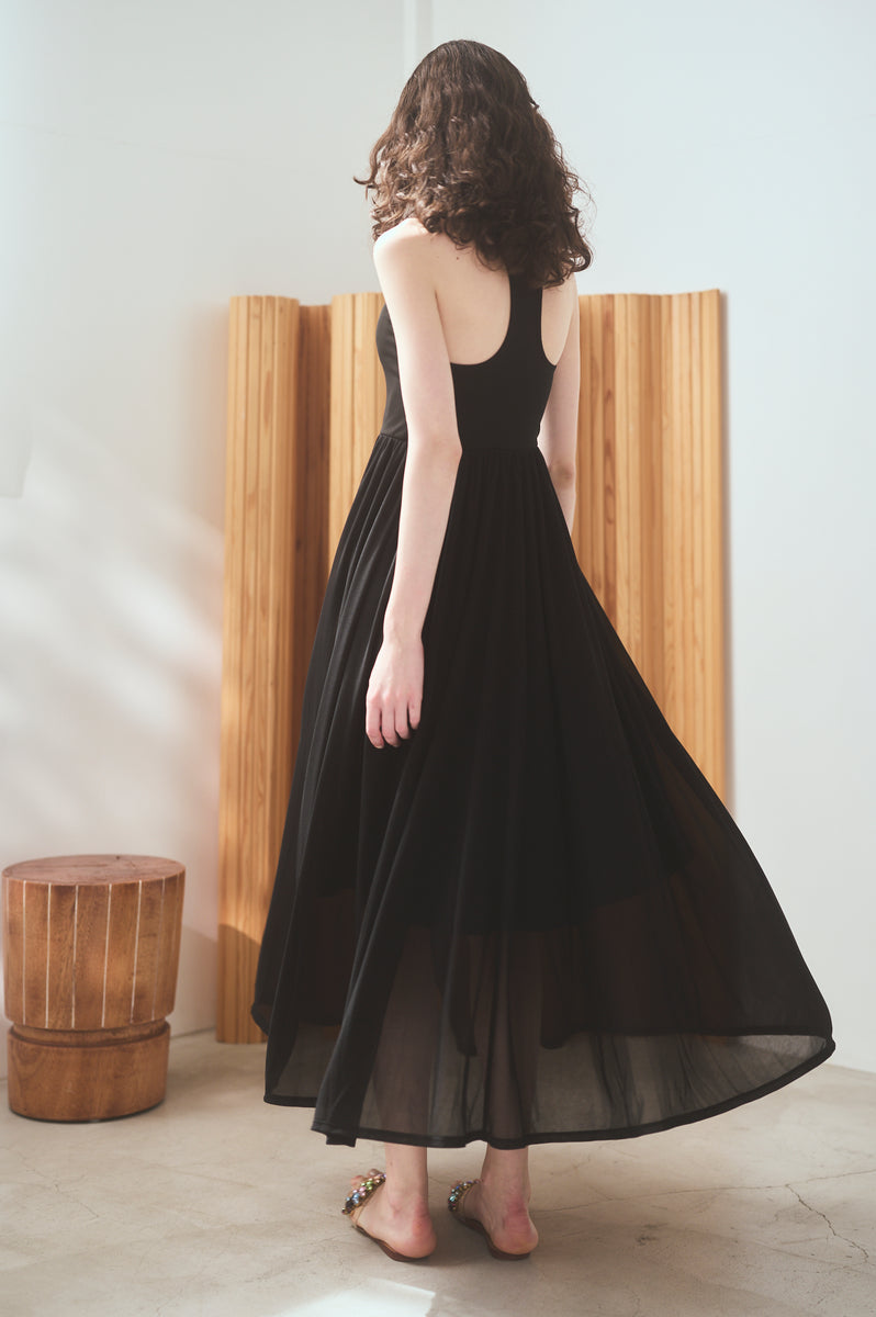 【新品タグ付き】Acka. sheer shoulder dress 黒 S acka sheer shoulder dress