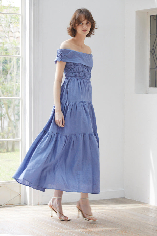 Luna Linen Dress <br> -BLU-