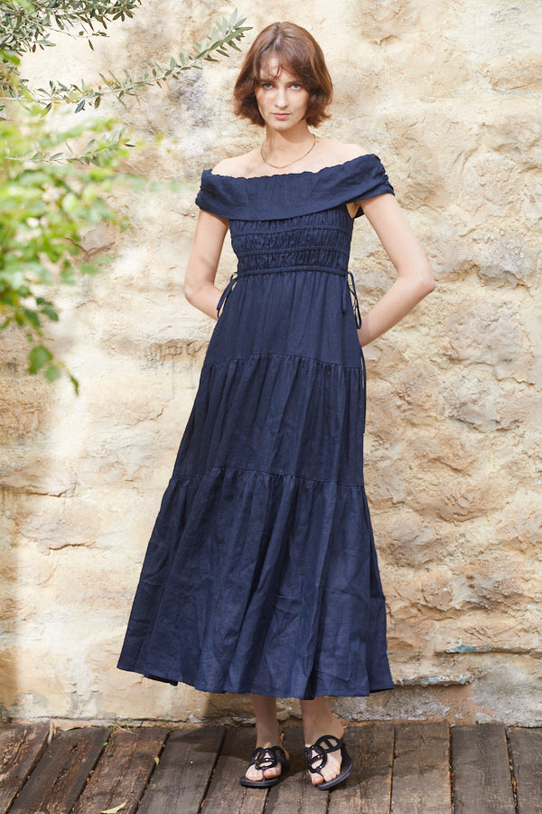 Luna Linen Dress <br>  -NVY-