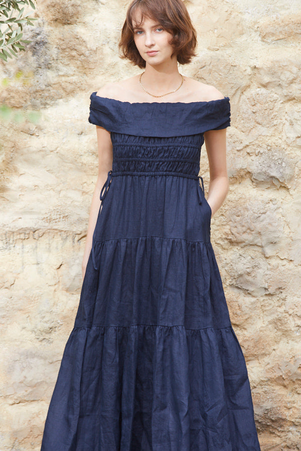 Luna Linen Dress <br>  -NVY-