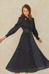 エステラケー　Abby Polka-Dot Dress ドット　ワンピース　長袖 Abby Polka-Dot Dress -BLK- – Estella.K