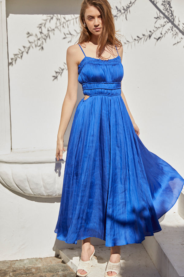 Pre-order Julia Satin Long Dress <br> -Blue-