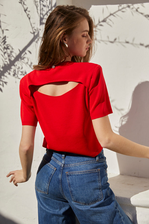 Melanie Open Back Top <br> -RED-