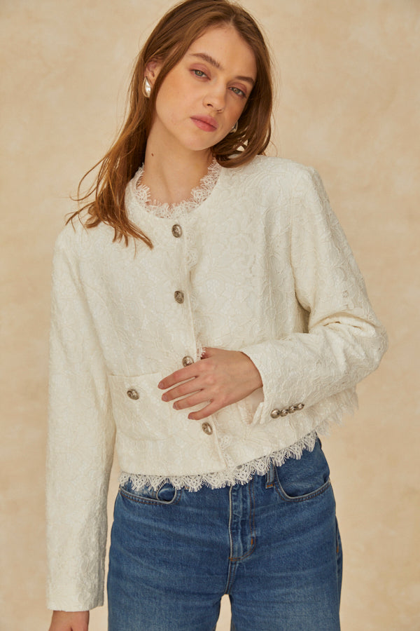 Carina Lace Jacket <br> -WHT-