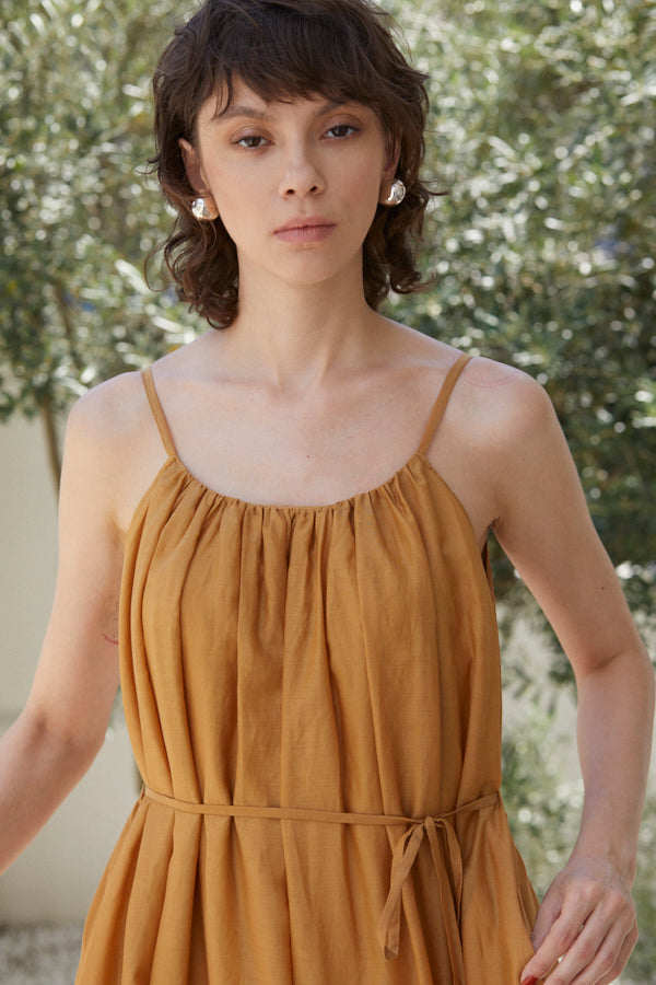 Dramatic summer belted dress <br> -MSD-