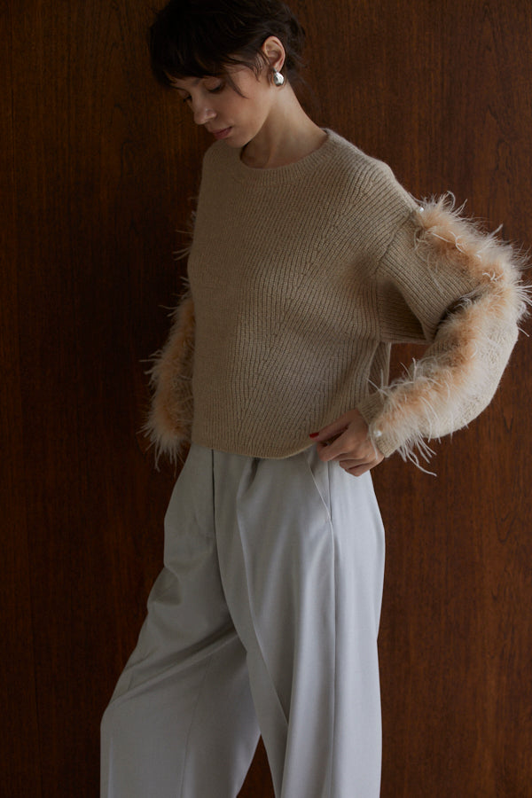 Adona Feather Knit Pullover <br> -BEG-