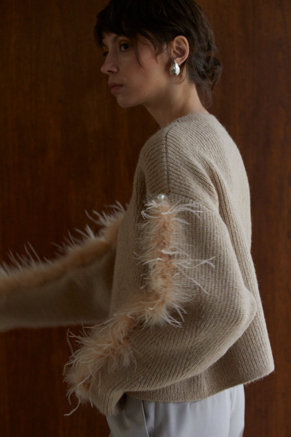 Adona Feather Knit Pullover <br> -BEG-