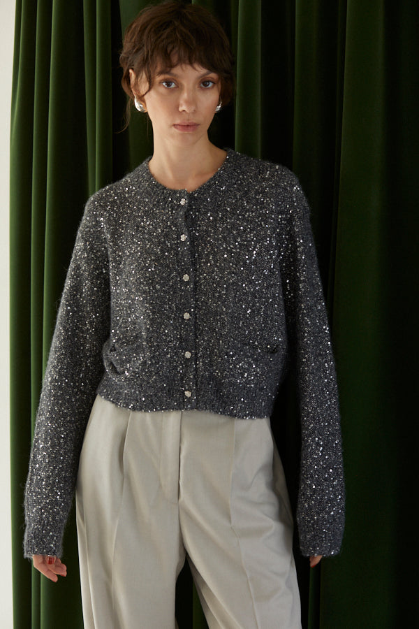 Coco Sequin Cardigan  <br> -Charcoal-