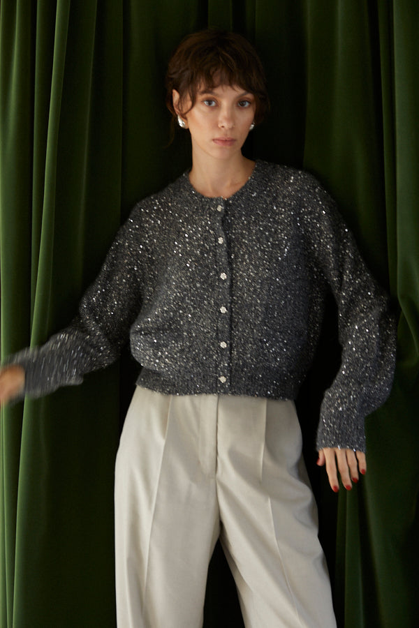 Coco Sequin Cardigan  <br> -Charcoal-