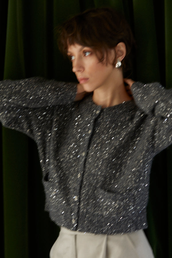 Coco Sequin Cardigan  <br> -Charcoal-
