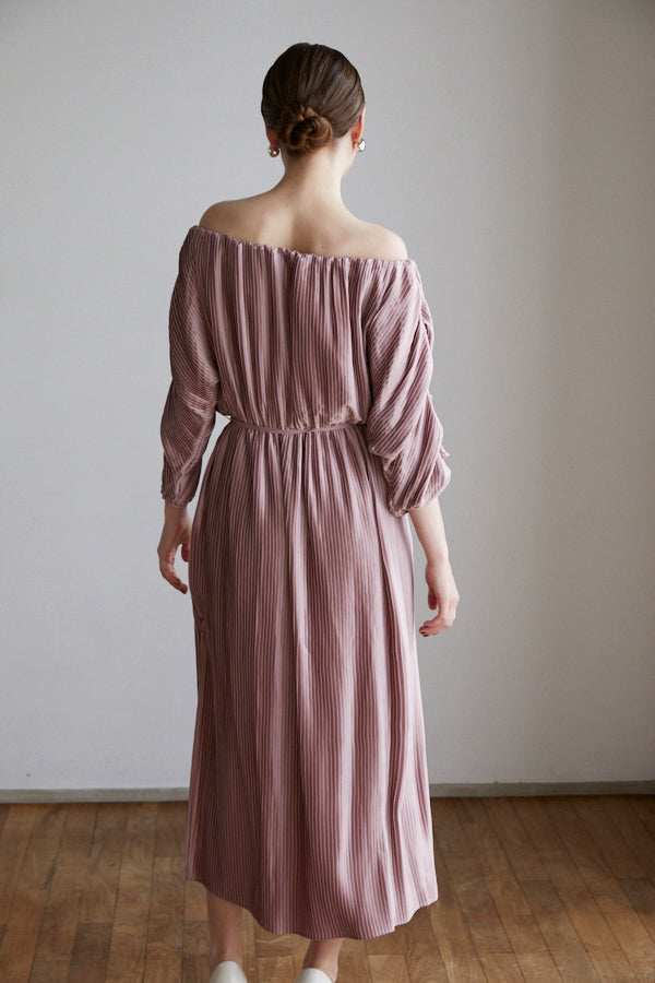Isabel Pleated Dress <br> -Mauve PNK-