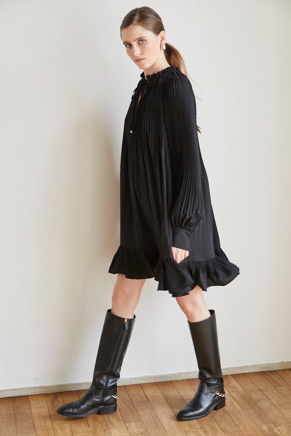 Pre-order Marion Pleated Dress <br> -BLK-