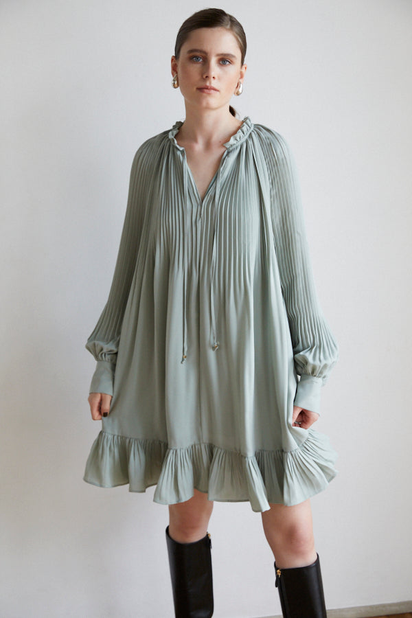 Pre-order Marion Pleated Dress <br> -Mint-