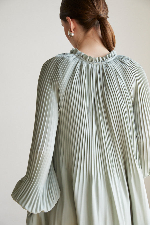 Marion Pleated Dress <br> -Mint-