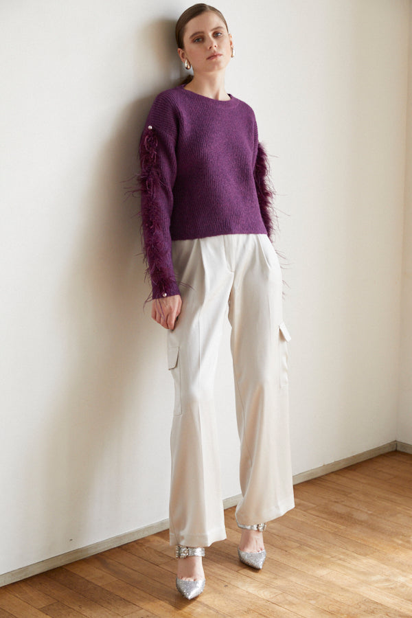 Adona Feather Knit Pullover <br> -PUR-