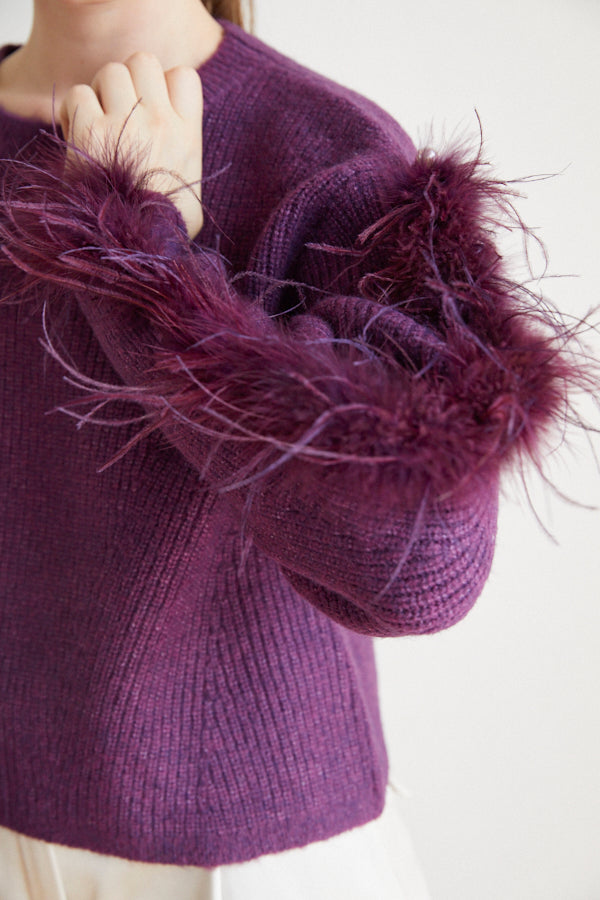 Adona Feather Knit Pullover <br> -PUR-
