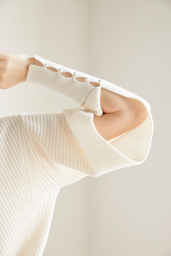 Margot Open Sleeve Knit pullover  <br> -WHT-