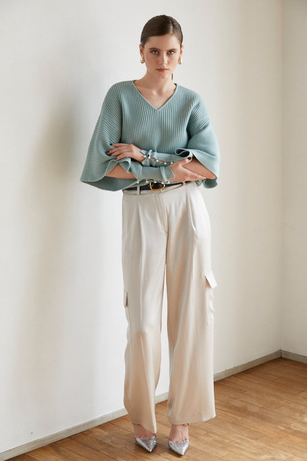 Margot Open Sleeve Knit pullover  <br> -Turquoise green-