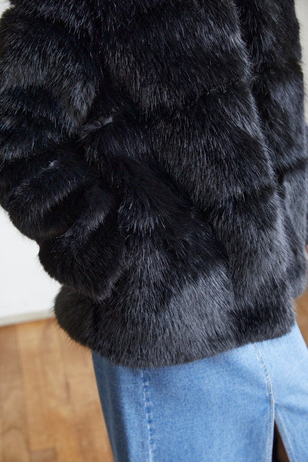 Coco Faux Fur Coat <br>-BLK-