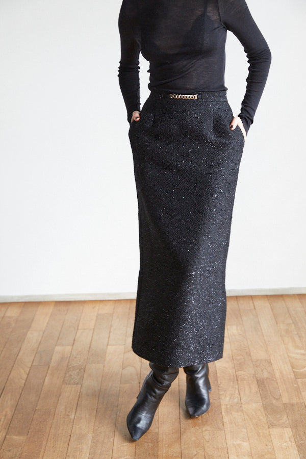 Julietta Tweed Long Skirt <br> -BLK-