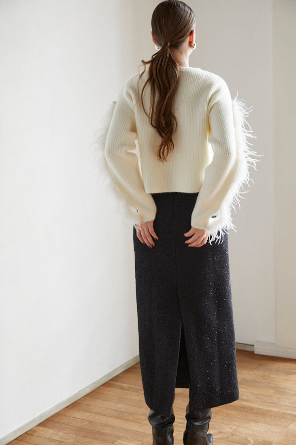 Adona Feather Knit Pullover <br> -WHT-