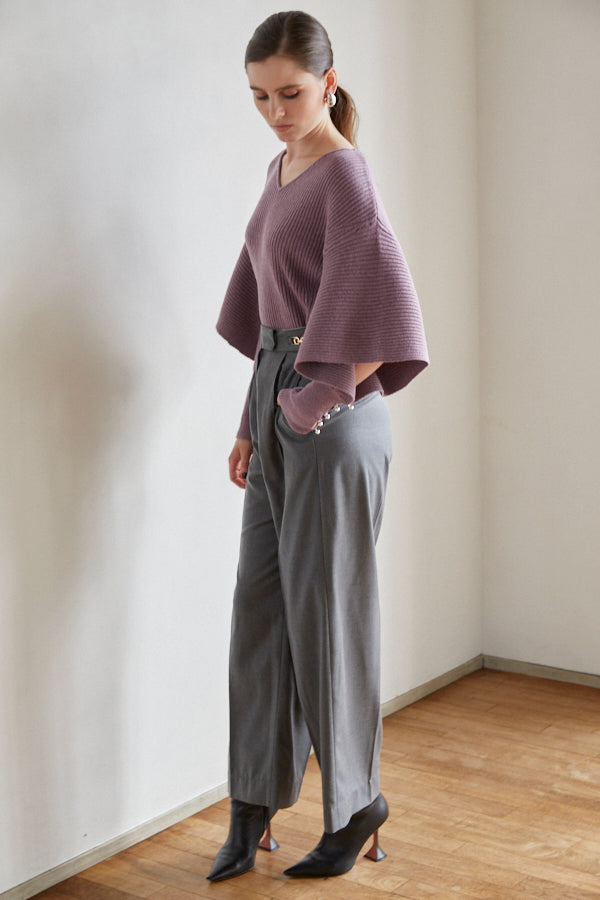 Margot Open Sleeve Knit pullover  <br> -Mauve pink-