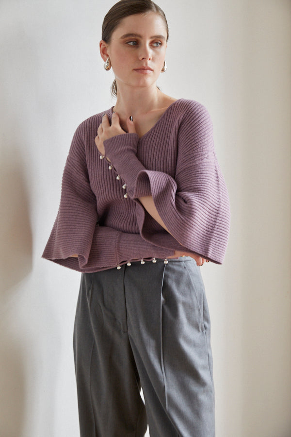 Margot Open Sleeve Knit pullover  <br> -Mauve pink-