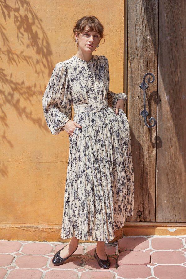 Jane Belted Dress-Flower printed <br> -IVO-