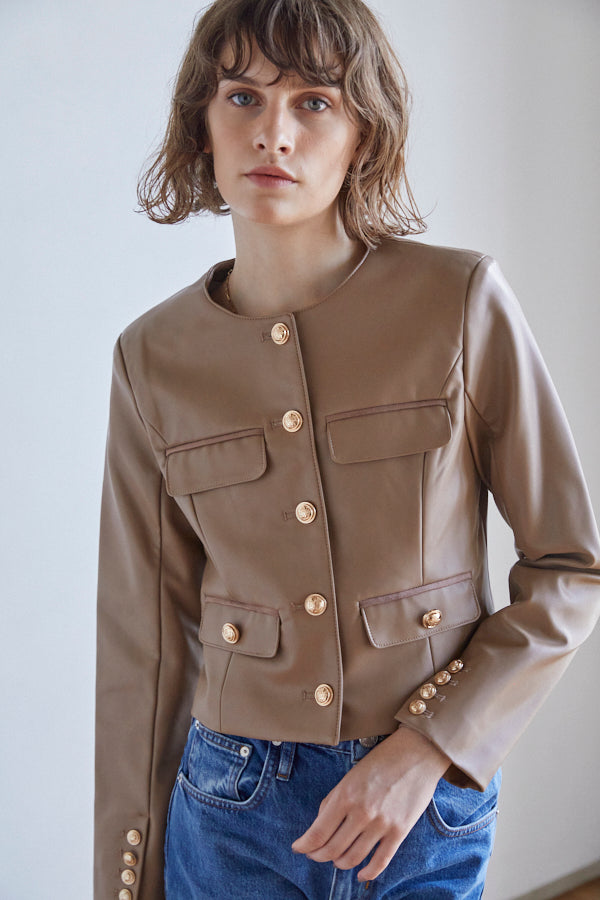 Isabelle Vegan Leather Jacket  -MOC-