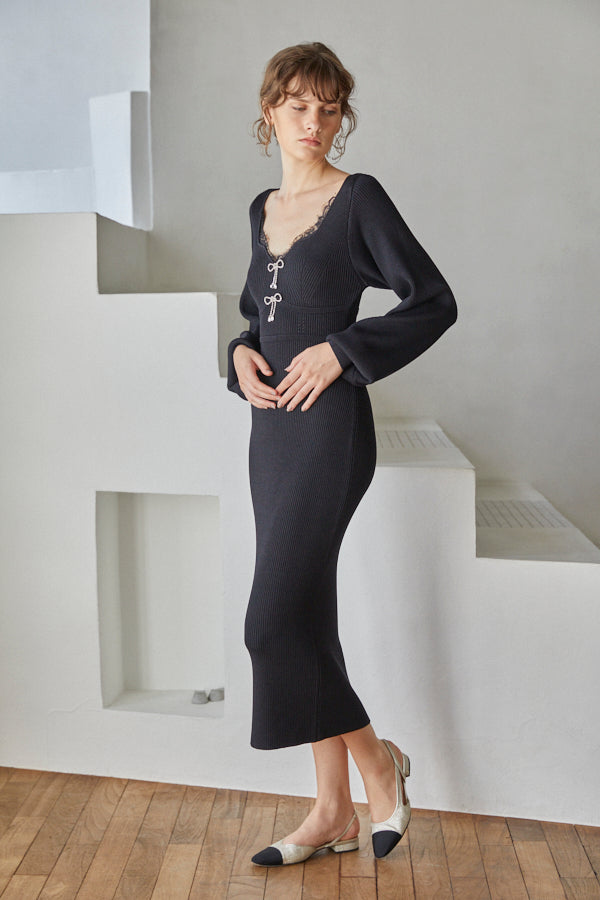 Ivanna Knit Midi Dress <br>  -BLK-