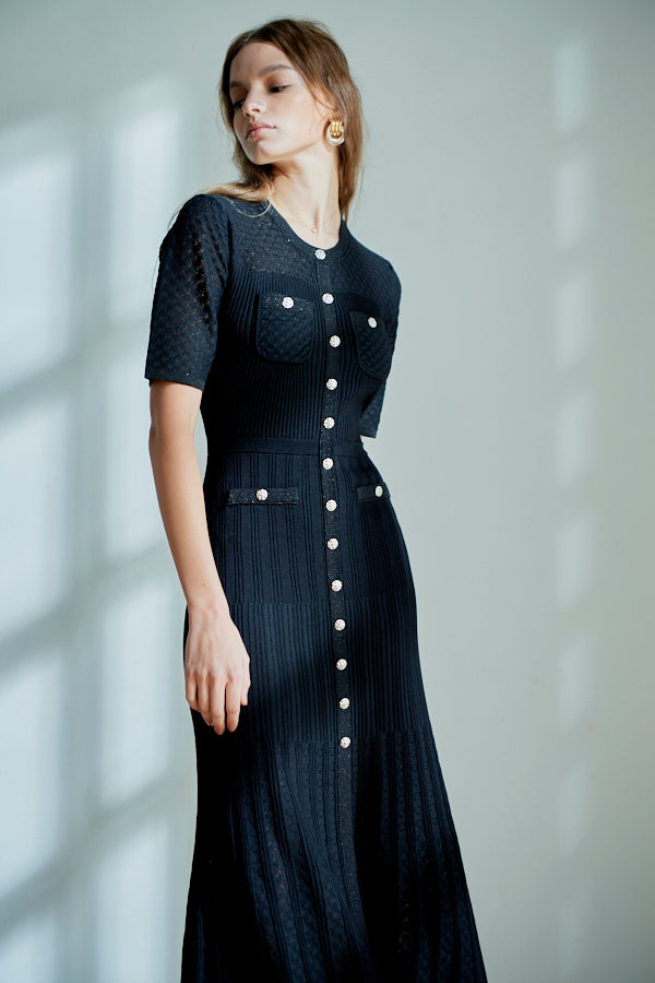 Louise  Knit Dress <br>  -BLK-