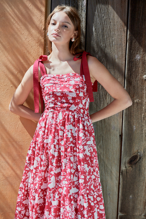 Sandra Floral-print long dress  <br>-RED x off.pt-