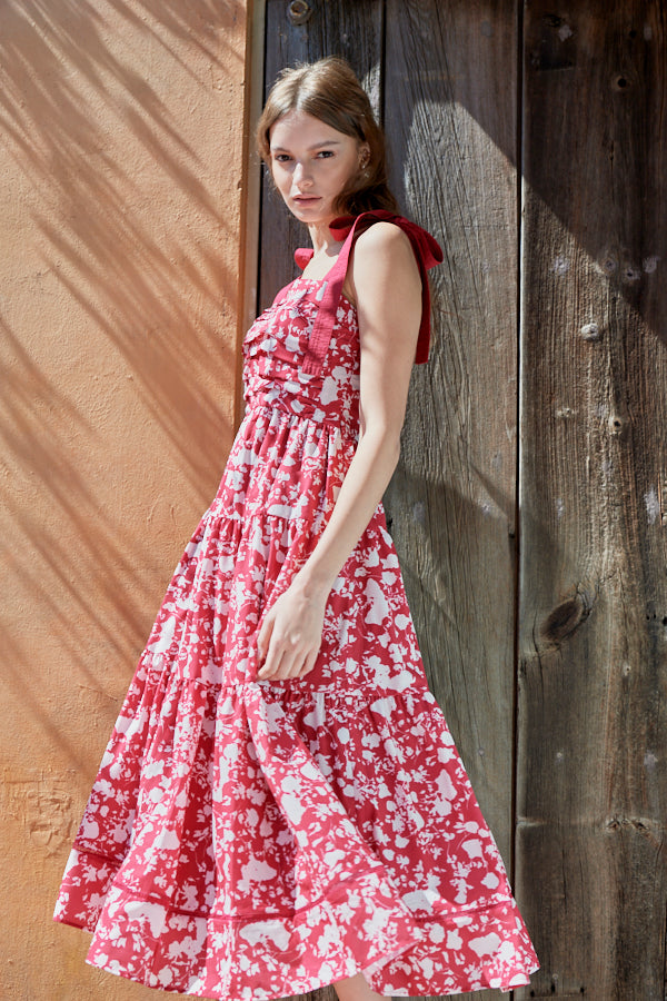 Sandra Floral-print long dress , -RED x off.pt-