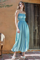 Julia Satin Long Dress -Mint- – Estella.K