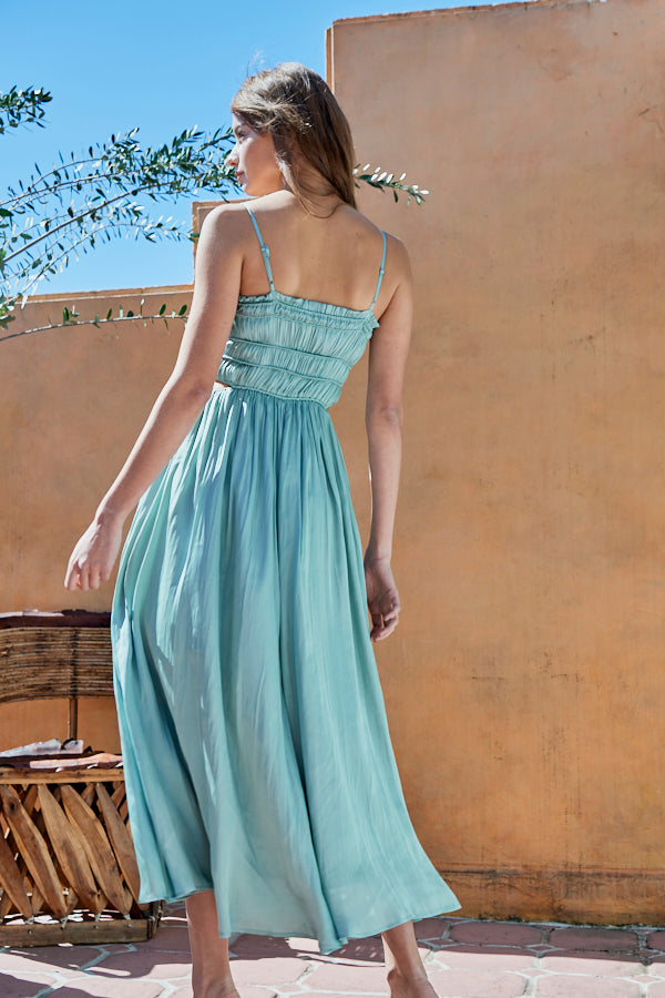 Julia Satin Long Dress <br> -Mint-