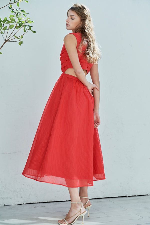 Cello Cut-our Dress <br> -Red-