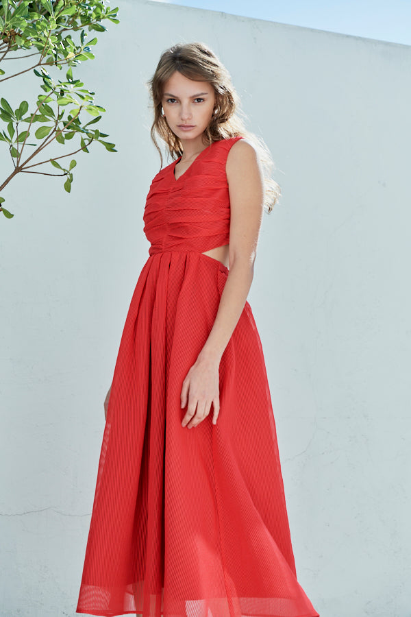 Cello Cut-our Dress <br> -Red-