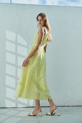 Claudia Lace Belted Dress -YEL- – Estella.K