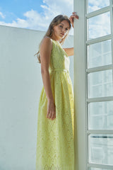 Claudia Lace Belted Dress -YEL- – Estella.K