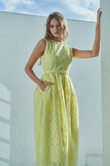 Claudia Lace Belted Dress -YEL- – Estella.K