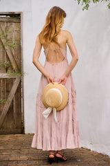 Ree Estella.K カシュクールドレス　セージグリーン Coco Dress ラッフルクロスリネンドレス（ワンピース）｜Estella