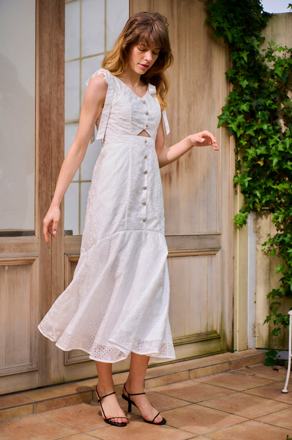 Margarita Dress <br>-WHT.lace-