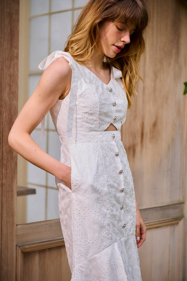 Margarita Dress <br>-WHT.lace-