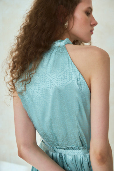 Rodin Satin Dress <br>-Mint.blu-