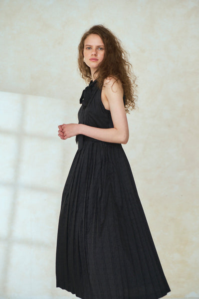 Rodin Satin Dress <br>-BLK-