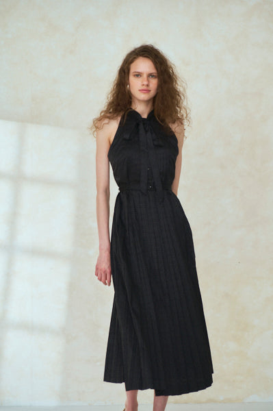 Rodin Satin Dress <br>-BLK-