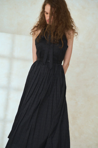 Rodin Satin Dress <br>-BLK-