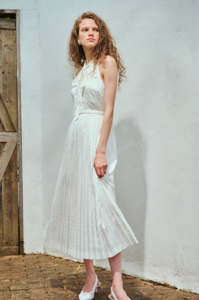 Rodin Satin Dress <br>-WHT-